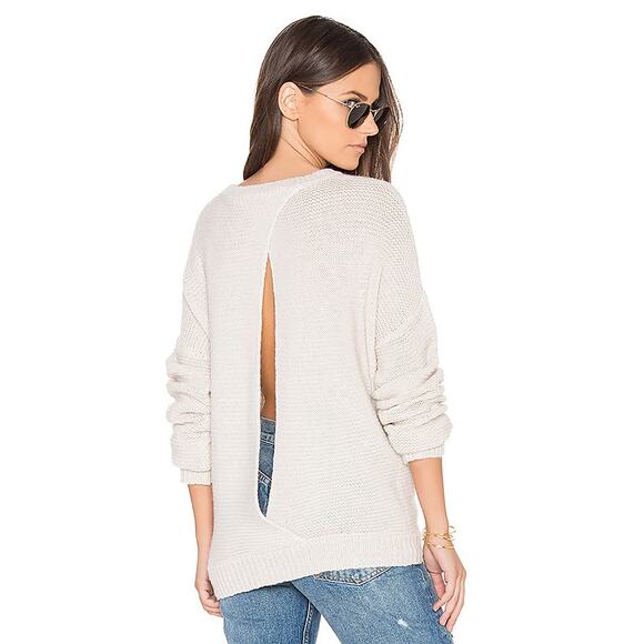 360 Cashmere Greer Open Back Sweater Cream Beige Knit Pullover Cross Back XS - Picture 1 of 12